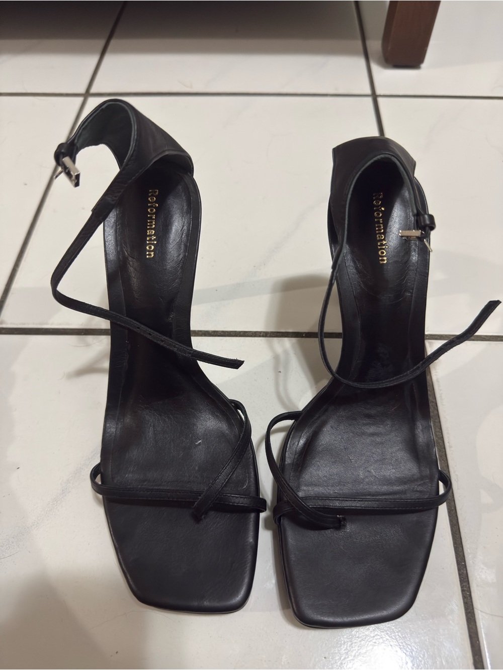 REFORMATION Black Strappy heels size 8.5 .. Very good condition